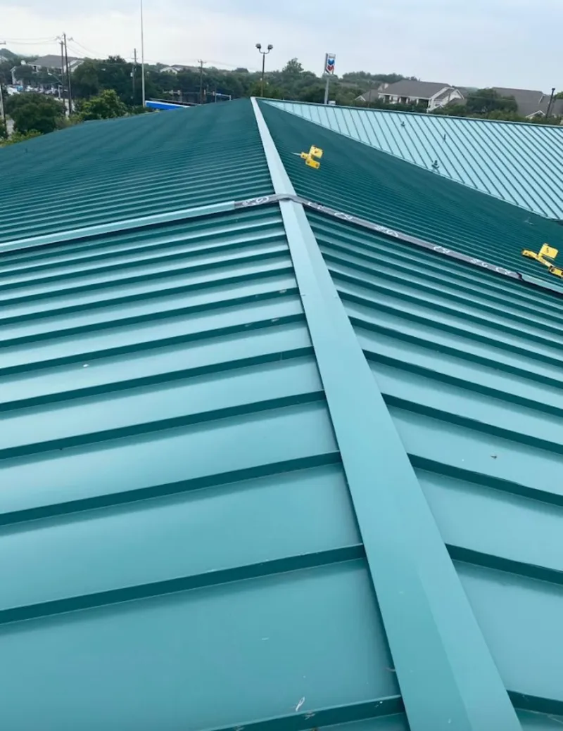 Green commercial metal roof ridge and valley for Metal Roof Repair in Pawling